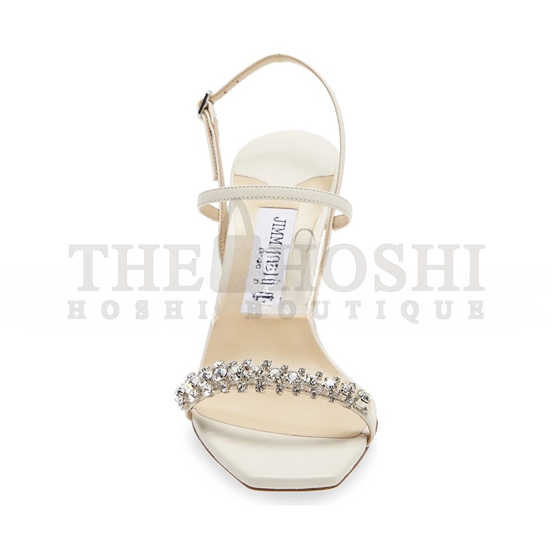 JMMY CHOO MEIRA 85 CRYSTAL-EMBELLISHED LEATHER SLINGBACK SANDALS 369547 Master Quality